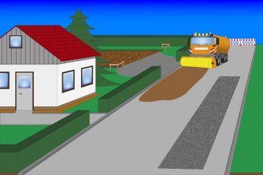 sokak süpürme aracı ile yol çalışmaları