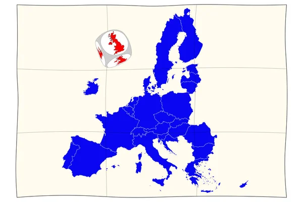 Mapa Unión Europea Con Brexit Cube —  Fotos de Stock