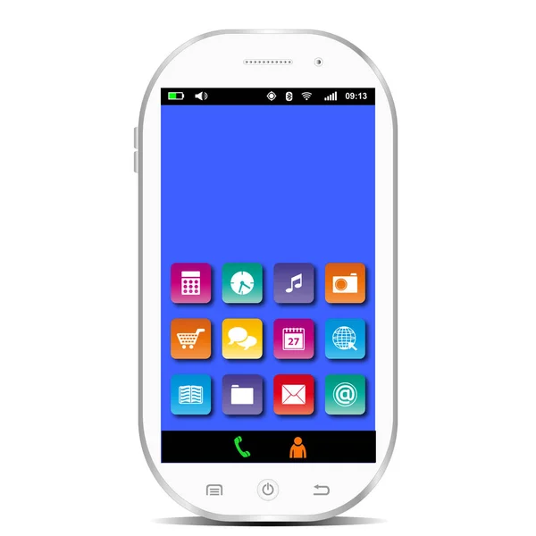 Smartphone Bianco Con Display App Blu — Foto Stock