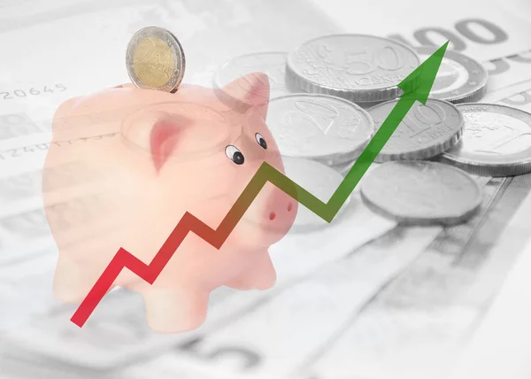 Sparschwein Mit Grafik Und Euro Hintergrund — Stockfoto