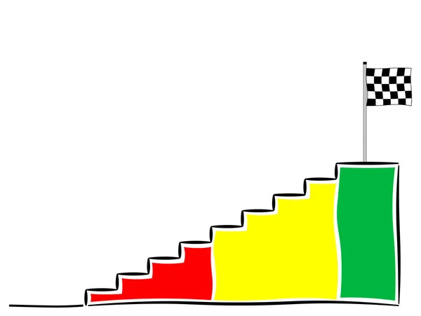 Lépcsők Célba Színes Kockás Zászló — Stock Fotó