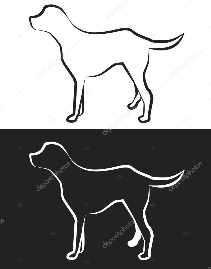 A black and a white dog color theme illustration