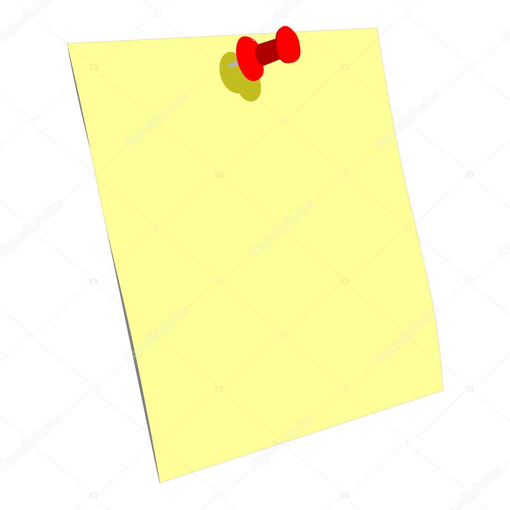 Post it with Pin Isolated on white Background