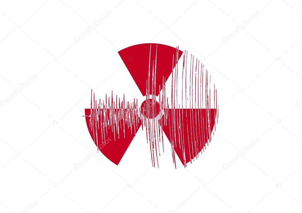 Stylized japanes flag Seismogram and radioaktivity