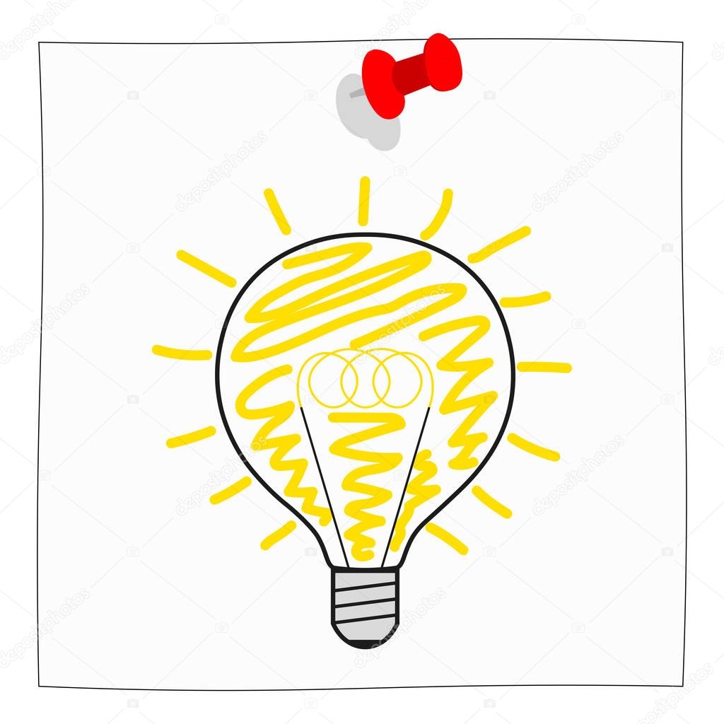 New Ideas Post it with bulb Isolated on white Background