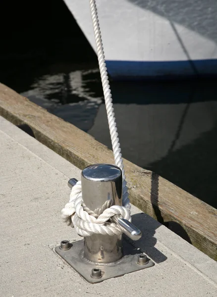 Rope Tied Around Boat\'S Dock close up shot