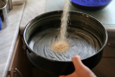 Pişirme Pan yağlanmış yakın çekim
