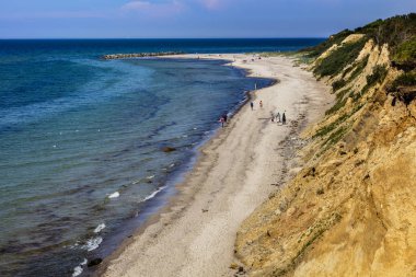Mavi deniz Kuzey ile manzara sahil, Elba, Toskana, İtalya, Avrupa