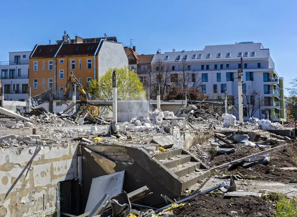 Foto Voor Commerciële Bouwplaats Met Bouw Van Blauwe Hemelachtergrond — Stockfoto