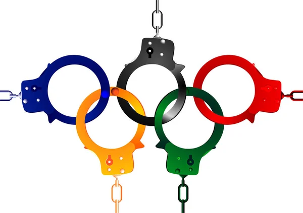 Handcuffs Forming Olympic Rings, close-up