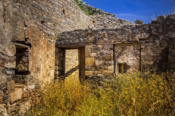 Foto Der Antiken Spinalonga Oder Kelchinsel Beton Auf Blauem Himmelshintergrund — Stockfoto