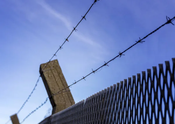 Fence Barbed Wire Roll Close — Stock Photo, Image