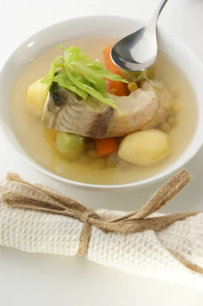 Fish Soup Mushroom Herbs — Stock Photo, Image