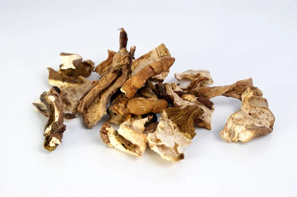 Pile Dried Wild Porcini Mushrooms Close Stock Picture