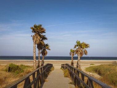 Beach Los mızrak, Tarifa, Endülüs, İspanya, Avrupa. Tarifa Europe bir A ünlü turizm Southmost şehridir