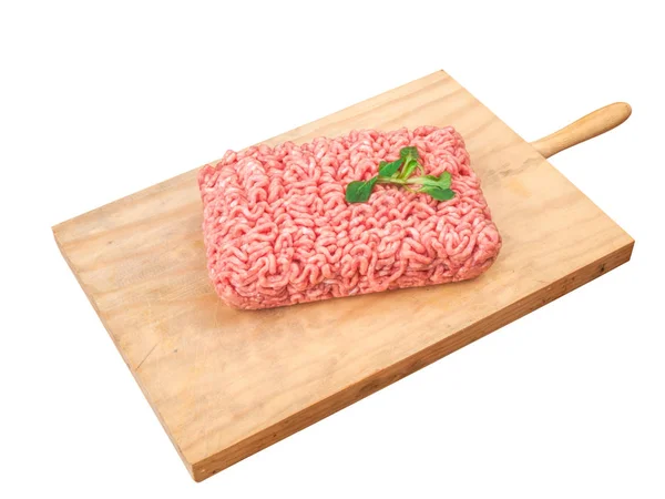 生ミンチ豚肉肉に 木の板のクローズ アップ — ストック写真