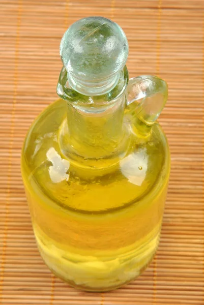 Nahaufnahme Von Bio Olivenöl Glas — Stockfoto
