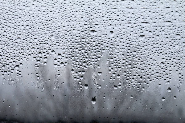 Textur Eines Tropfens Regen Auf Einem Glas Nassen Transparenten Hintergrund — Stockfoto