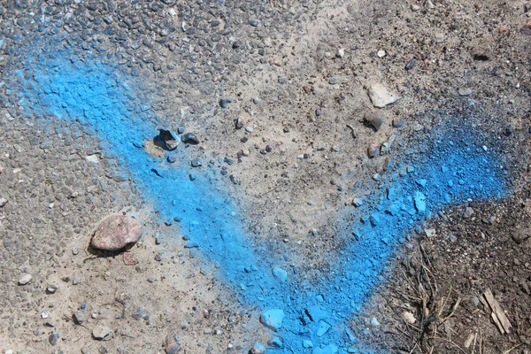 Blaue Markierung Auf Asphalt Draufsicht — Stockfoto