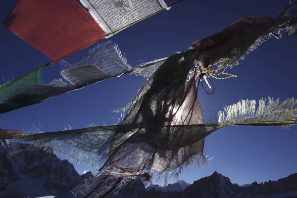 Banderas Oración Del Tíbet Tiro Cerca — Foto de Stock