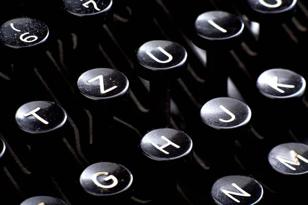 Πληκτρολόγιο Του Ένα Σκονισμένο Αντίκα Typwriter Κοντινό Πλάνο — Φωτογραφία Αρχείου