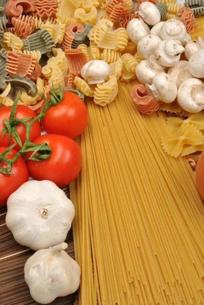 Tas Spaghettis Aux Tomates Aux Champignons Gros Plan — Photo