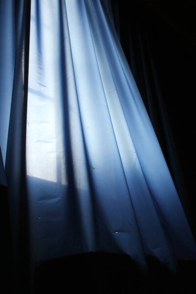 Blue Curtain close up shot