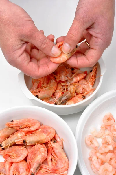 Tenez Préparez Quelques Crevettes Biologiques Manger — Photo