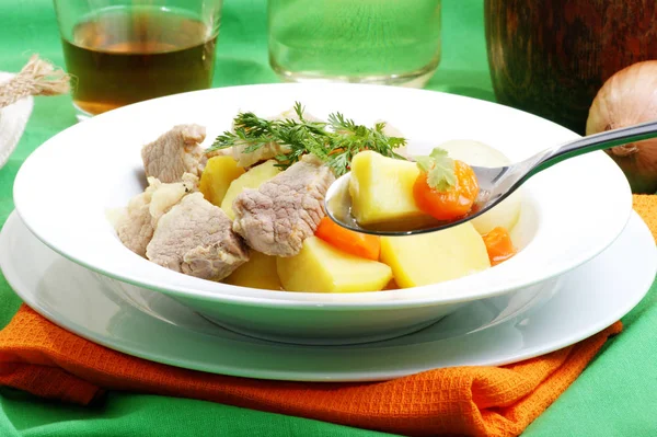 Irish Stew Potatoes Deep Plate — Stock Photo, Image