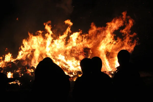 Close Photo Fire Light Outdoor Night — Stock Photo, Image