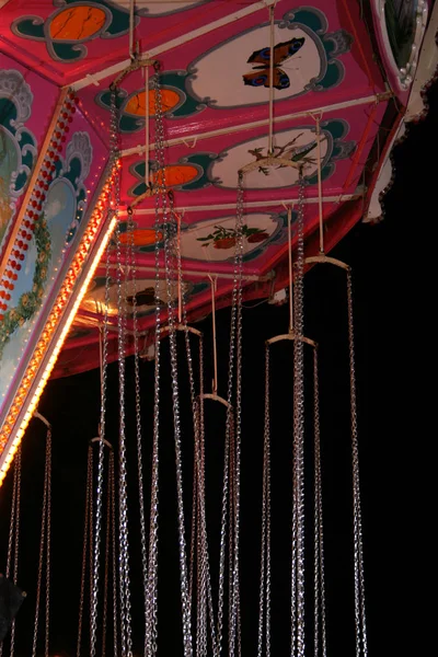 Carousel Red Yellow Night Time — Stock Photo, Image