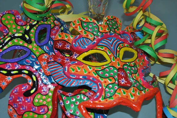 Authentique Collection Masques Carnaval Peints Main Pour Décoration Fête — Photo