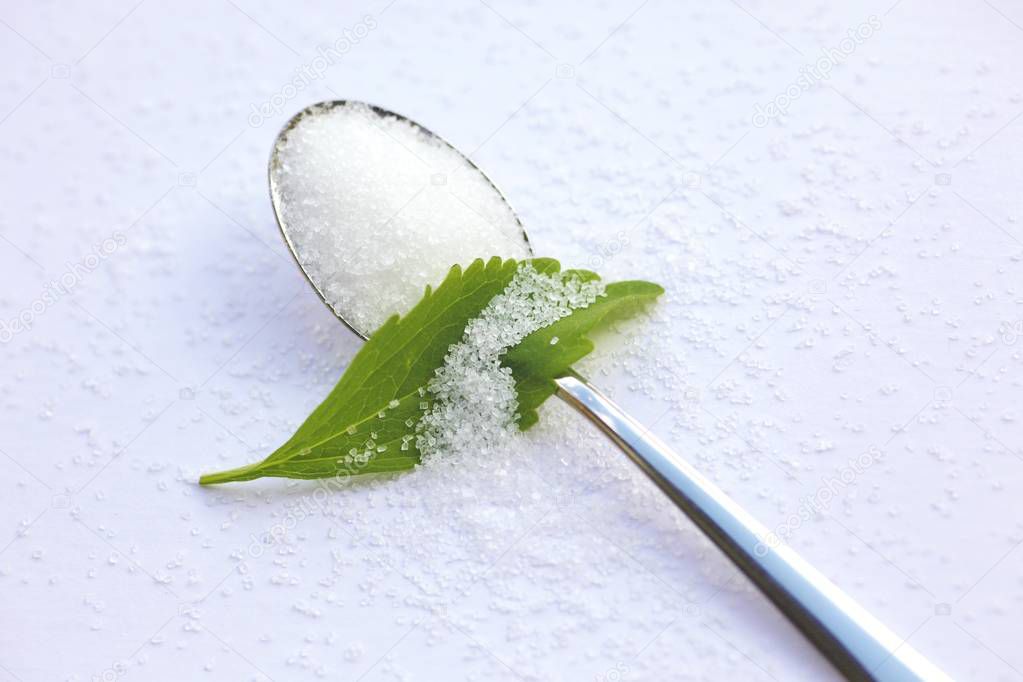 Stevia close up shot on background