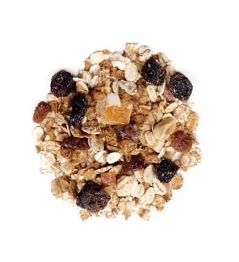 Beyaz arka plan üzerinde izole organik meyve müsli