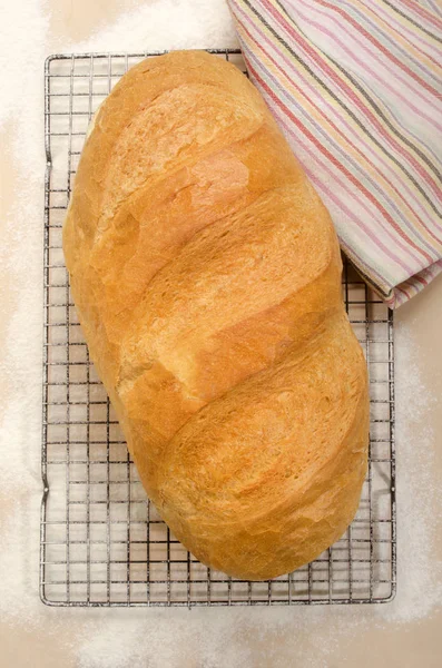 One Freshly Baked Bread Cooling Rack — Stock Photo, Image