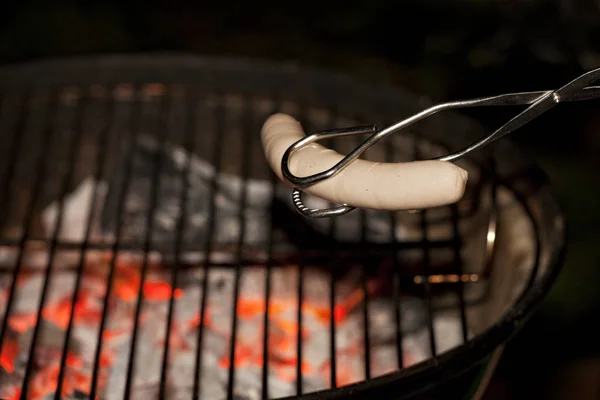 Primer Plano Salchichas Blancas Bávaras Parrilla — Foto de Stock