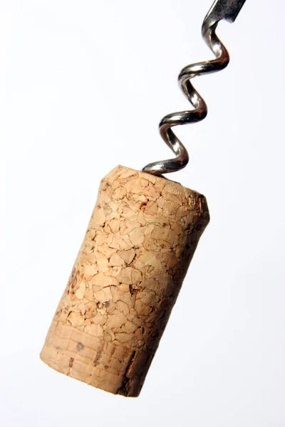 Cork şarap şişe izole beyaz arka plan üzerinde yakın çekim fotoğraf