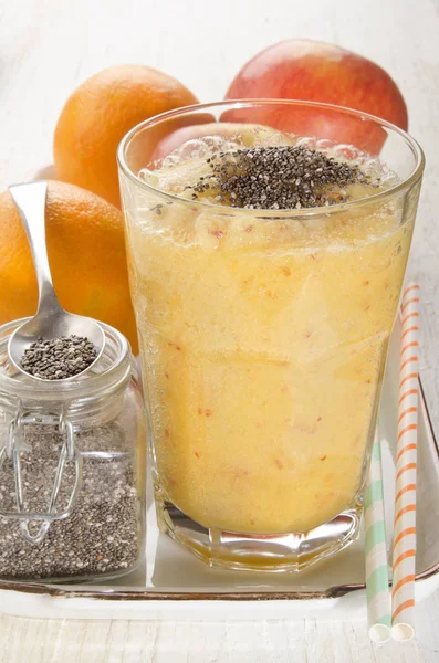 Chia Mag Egy Üveg Alma Narancs Smoothie — Stock Fotó