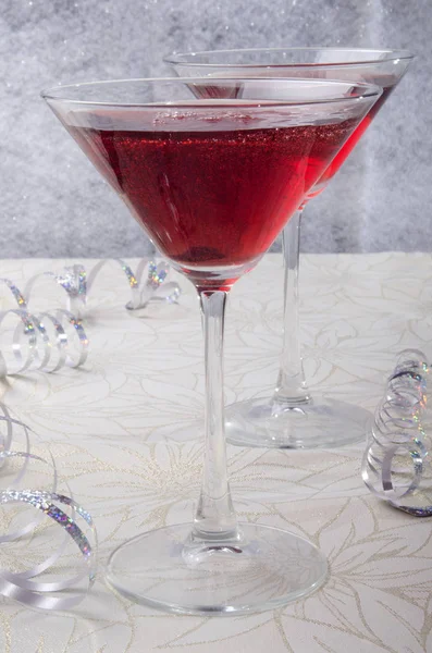 Erdbeer Champagner Cocktail Martini Glas — Stockfoto