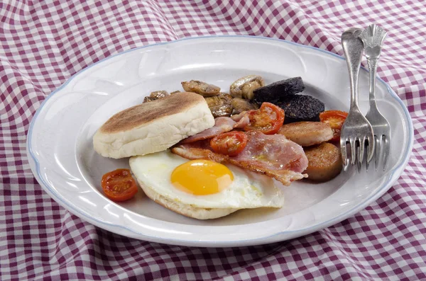 Ιρλανδέζικο Πρωινό Τηγανίτα Μαύρη Πουτίγκα Άσπρο Πουτίγκα Τηγανητό Αυγό Ψητό — Φωτογραφία Αρχείου