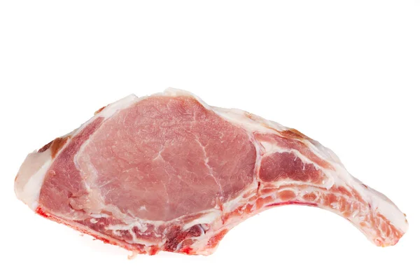 Foto Ravvicinata Carne Cruda Isolata Sfondo Bianco — Foto Stock