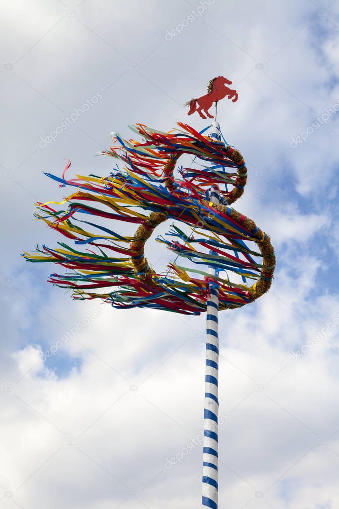 Maypole In The Wind, Osnabrueck Country, Germany, Europe