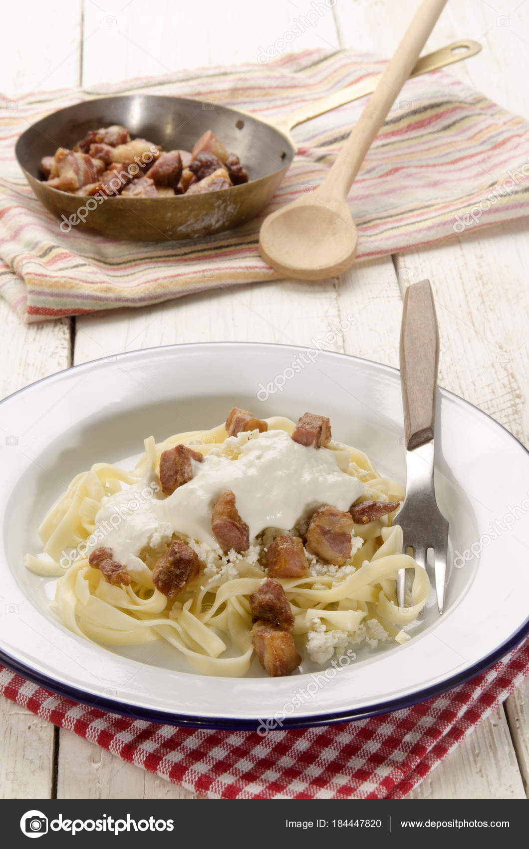 Hungarian Style Pasta Sour Cream Cottage Cheese Bacon Stock