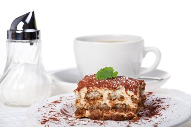 lezzetli ev yapımı Tiramisu pasta Close-Up