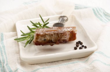 ızgara dana eti metal çatal parçası Close-Up