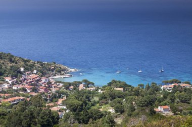 Görünüm köyün Sant Andrea, Elba, Toskana, İtalya, Europe