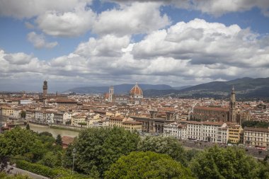 Florence, panoramik Old Town, Toskana, İtalya, Avrupa ile