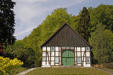 Bielefeld, ahşap evde yarım Botanik Bahçesi, Kuzey Ren Vestfalya, Almanya