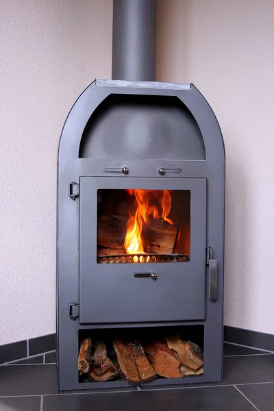 Close Photo Stove Burning Fire — Stock Photo, Image