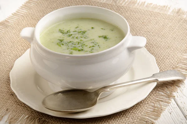 Broccoli Crème Soep Met Vers Gehakte Peterselie — Stockfoto